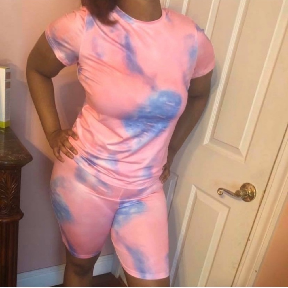 two piece tie dye short set